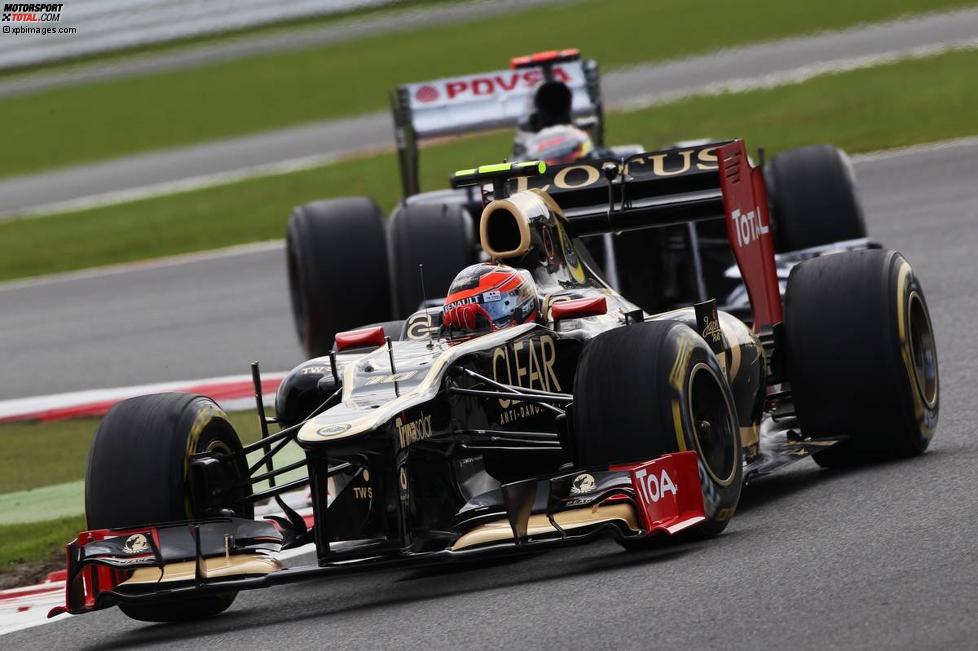 Als es dann doch einmal trocken war: Romain Grosjean (Lotus) und Pastor Maldonado (Williams) 
