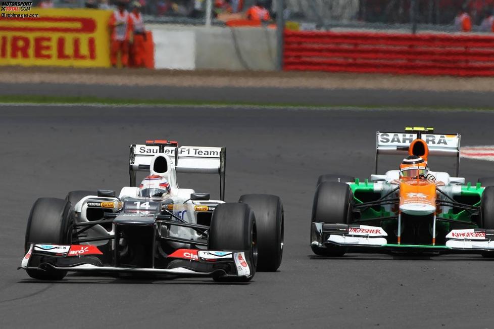 Kamui Kobayashi (Sauber) und Nico Hülkenberg (Force India) 