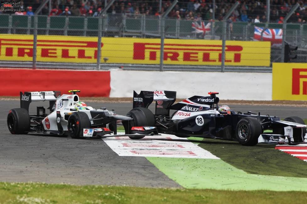 Kollision zwischen Pastor Maldonado (Williams) und Sergio Perez (Sauber) 