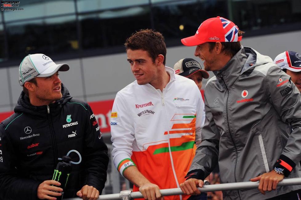 Nico Rosberg (Mercedes), Paul di Resta (Force India) und Jenson Button (McLaren) 