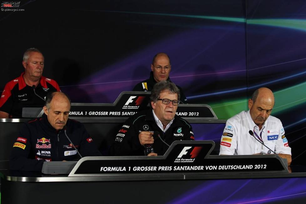 Donnerstags-Pressekonferenz mit John Booth (Marussia-Teamchef), Franz Tost (Teamchef, Toro Rosso), Norbert Haug (Mercedes-Motorsportchef) und Peter Sauber (Teamchef) 