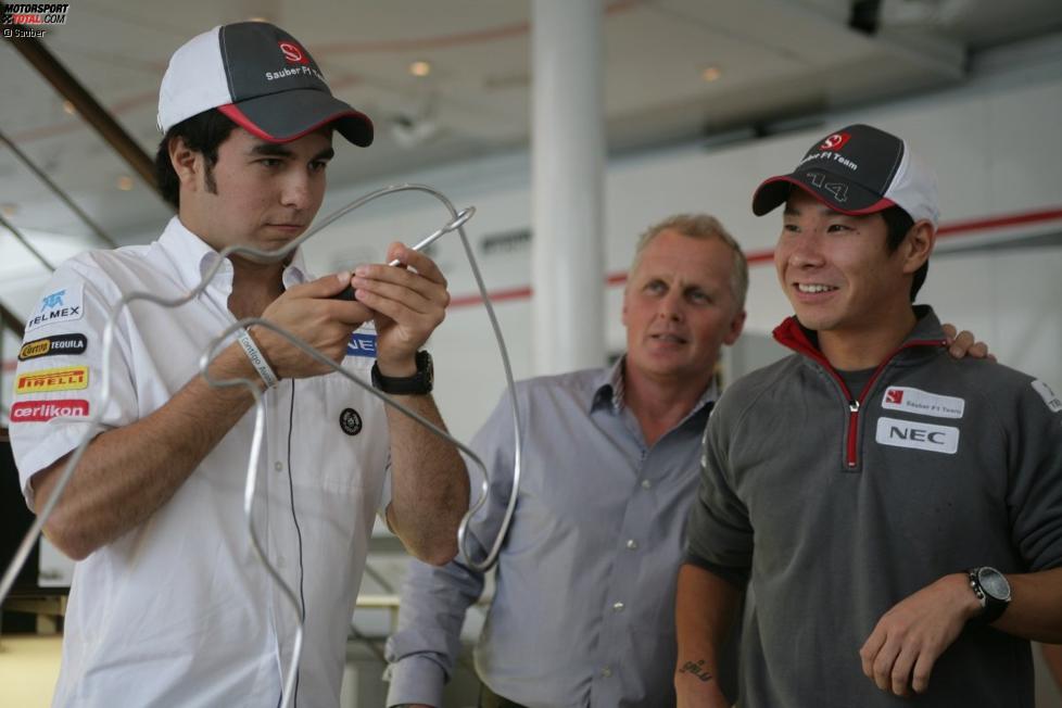 Sergio Perez (Sauber), Johnny Herbert und Kamui Kobayashi (Sauber) 