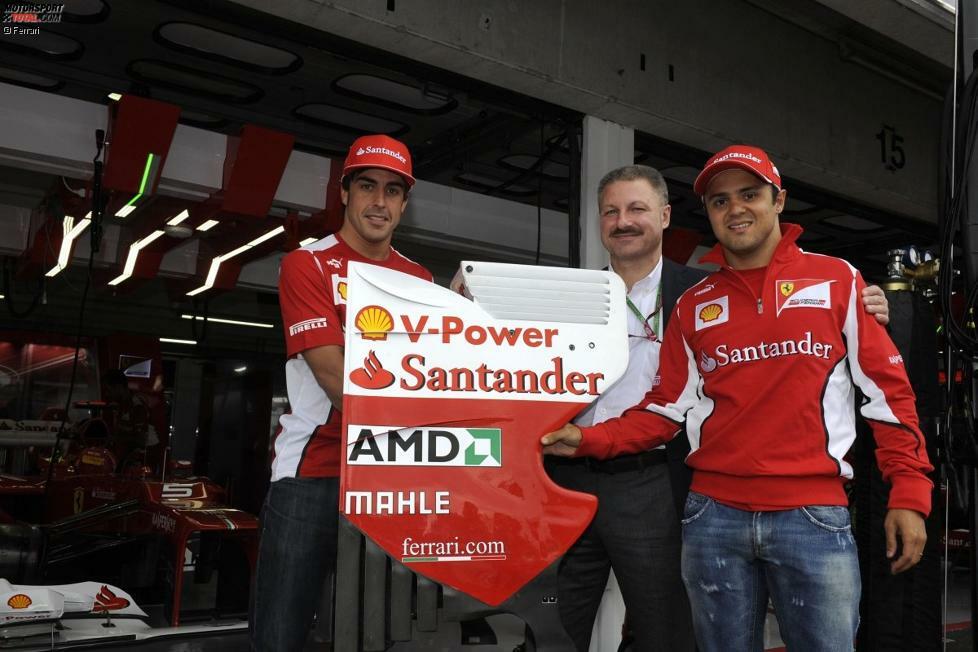 Fernando Alonso (Ferrari), Fred Türk (Mahle) und Felipe Massa (Ferrari) 