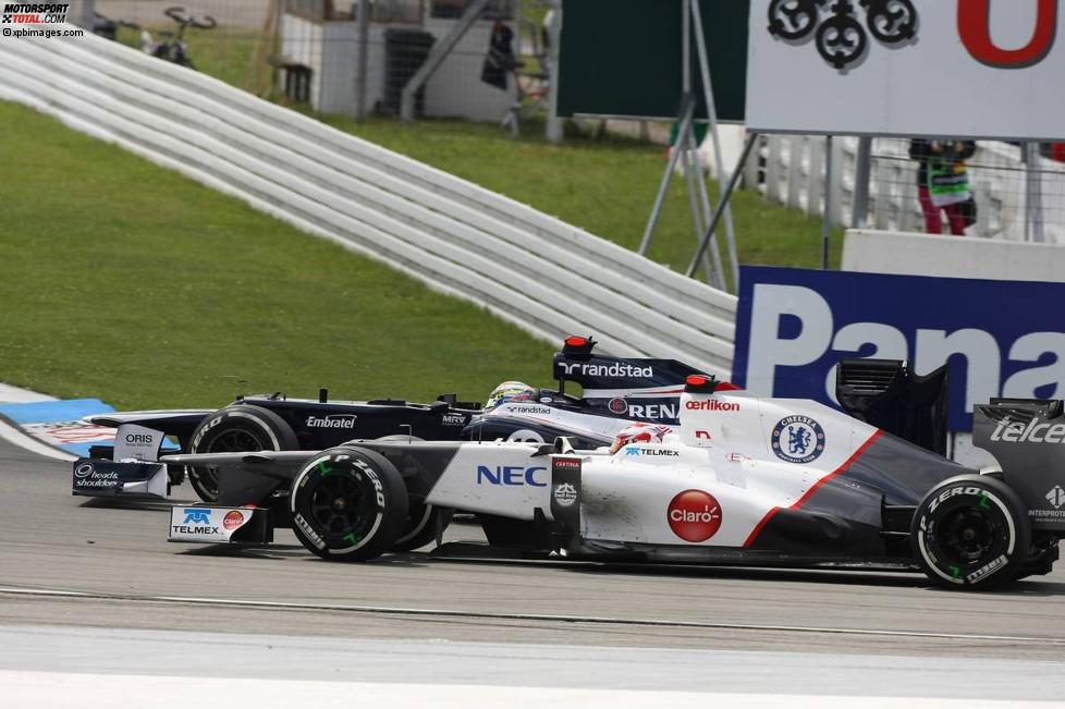 Kamui Kobayashi (Sauber) und Pastor Maldonado (Williams) 