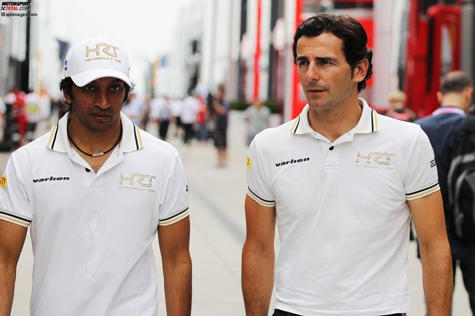 Narain Karthikeyan (HRT) und Pedro de la Rosa (HRT) 