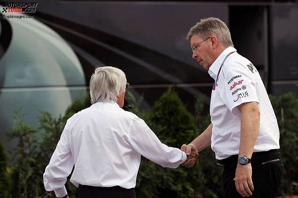 Bernie Ecclestone (Formel-1-Chef) und Ross Brawn (Mercedes-Teamchef) 
