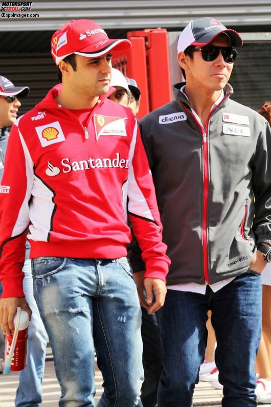 Felipe Massa (Ferrari) und Kamui Kobayashi (Sauber) 