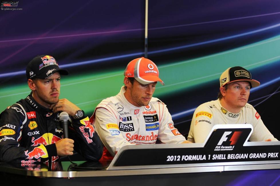Sebastian Vettel (Red Bull), Jenson Button (McLaren) und Kimi Räikkönen (Lotus) 