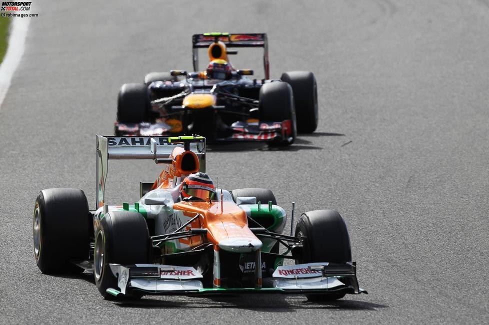 Nico Hülkenberg (Force India) und Mark Webber (Red Bull) 