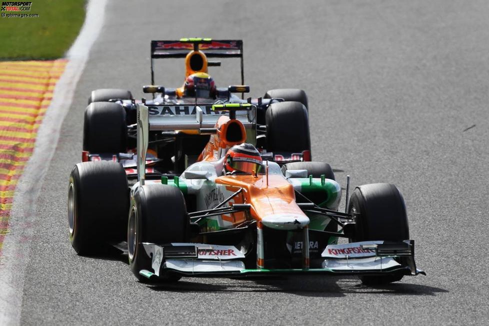 Nico Hülkenberg (Force India) und Mark Webber (Red Bull) 