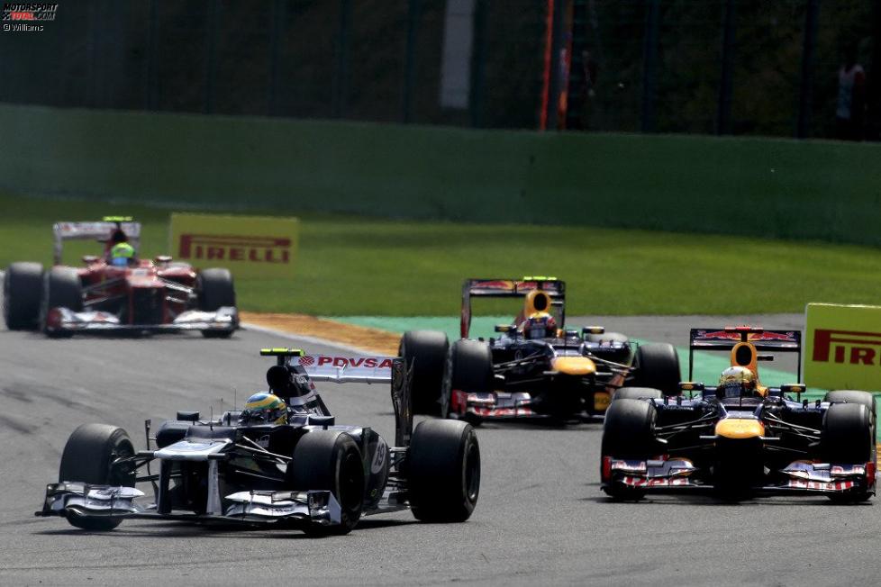 Bruno Senna (Williams), Sebastian Vettel (Red Bull), Mark Webber (Red Bull) und Felipe Massa (Ferrari) 