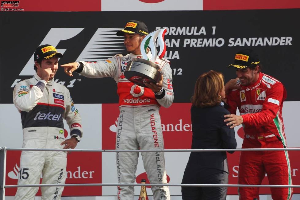 Sergio Perez (Sauber), Lewis Hamilton (McLaren) und Fernando Alonso (Ferrari) 