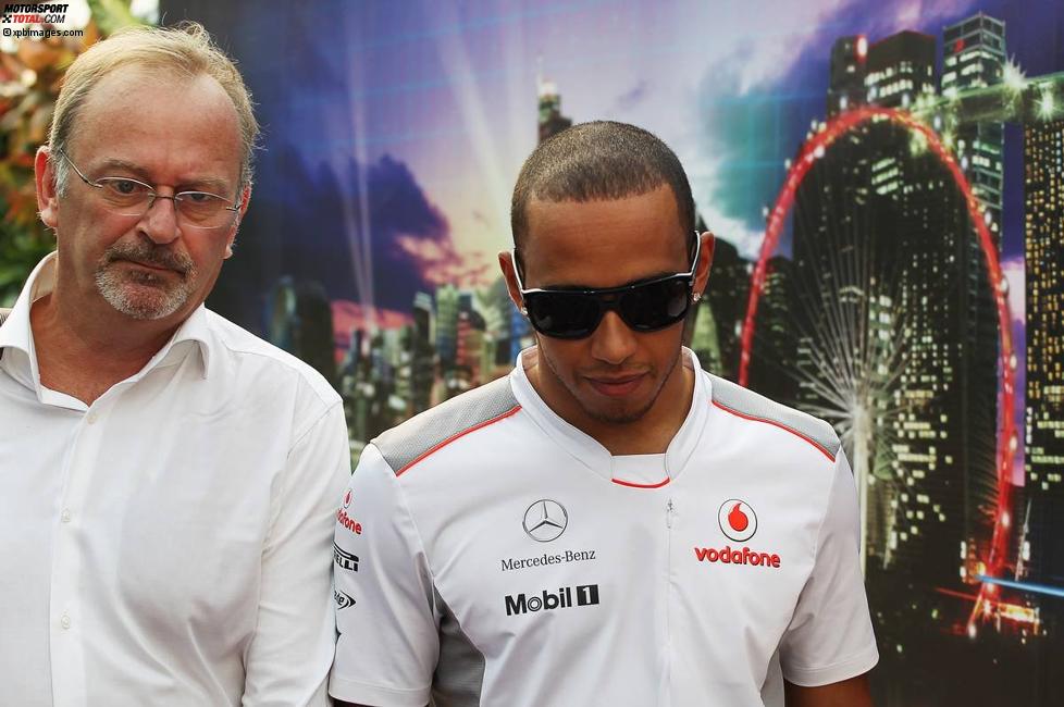 Manager Didier Coton und Lewis Hamilton (McLaren) 