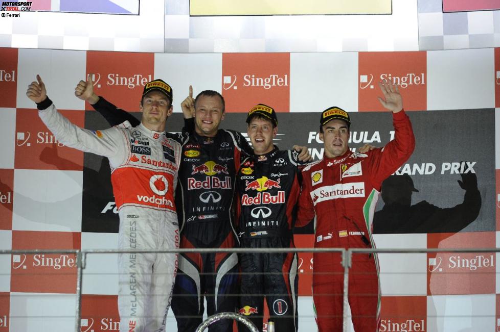 Jenson Button (McLaren) Sebastian Vettel (Red Bull) Fernando Alonso (Ferrari)