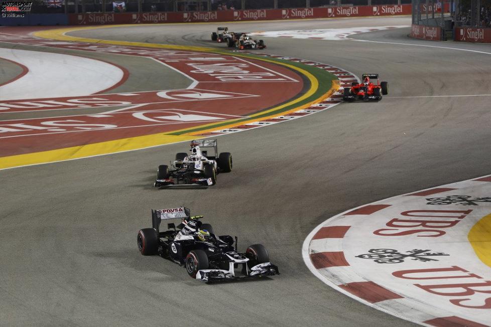 Bruno Senna (Williams), Kamui Kobayashi (Sauber) und Charles Pic (Marussia) 