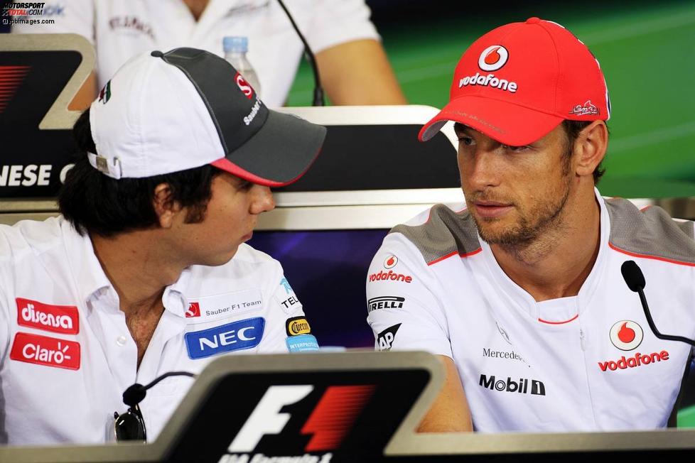 Zukünftige Teamkolelgen: Sergio Perez (Sauber) und Jenson Button (McLaren) 