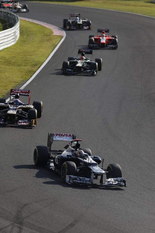 Pastor Maldonado (Williams), Daniel Ricciardo (Toro Rosso), Heikki Kovalainen (Caterham) und Timo Glock (Marussia) 