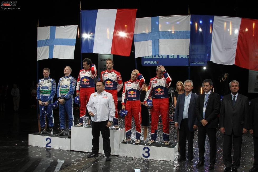 Sebastien Loeb (Citroen), Jari-Matti Latvala (Ford) und Mikko Hirvonen (Citroen) 