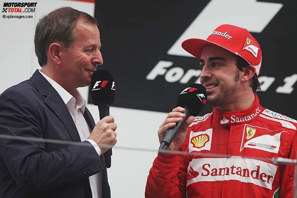 Martin Brundle interviewt Fernando Alonso (Ferrari) 