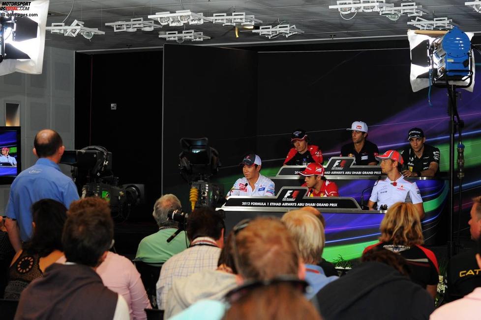 Donnerstags-Pressekonferenz mit Charles Pic (Marussia), Daniel Ricciardo (Toro Rosso), Witali Petrow (Caterham), Kamui Kobayashi (Sauber), Felipe Massa (Ferrari) und Jenson Button (McLaren) 