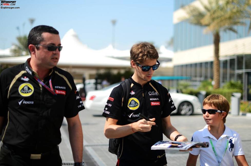 Romain Grosjean (Lotus) und Eric Boullier (Lotus-Teamchef) 