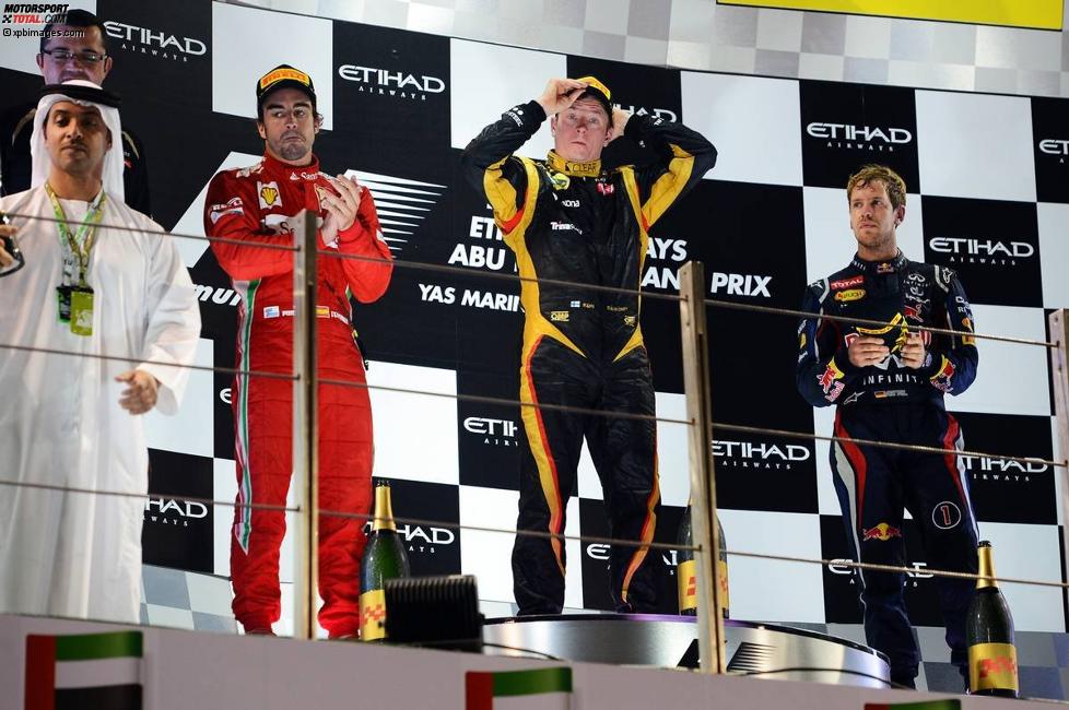 Fernando Alonso (Ferrari), Sebastian Vettel (Red Bull) und Kimi Räikkönen (Lotus) 