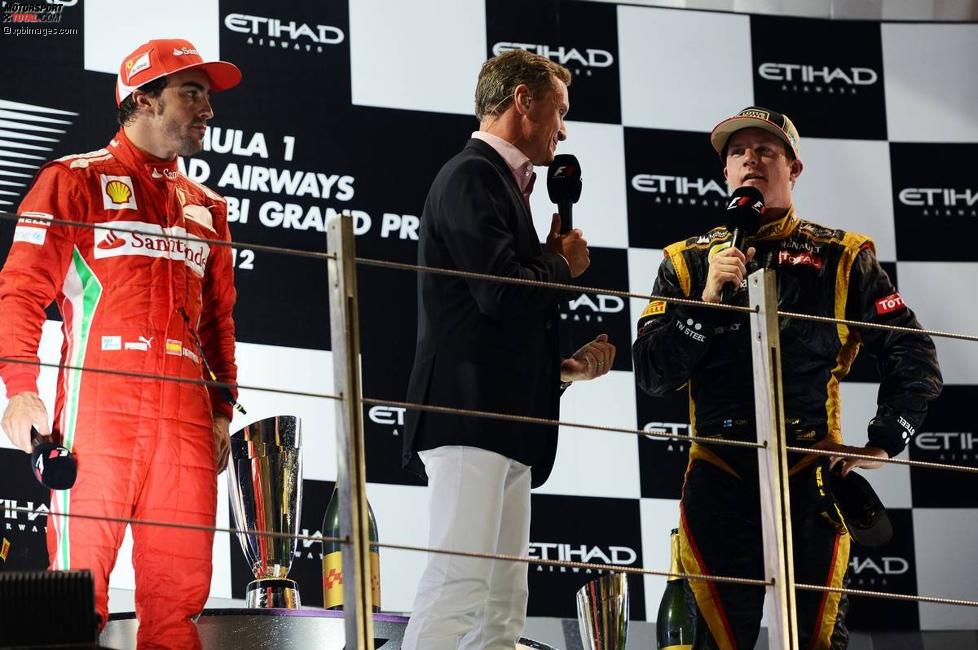 Fernando Alonso (Ferrari), David Coulthard (Mücke-Mercedes) und Kimi Räikkönen (Lotus) 