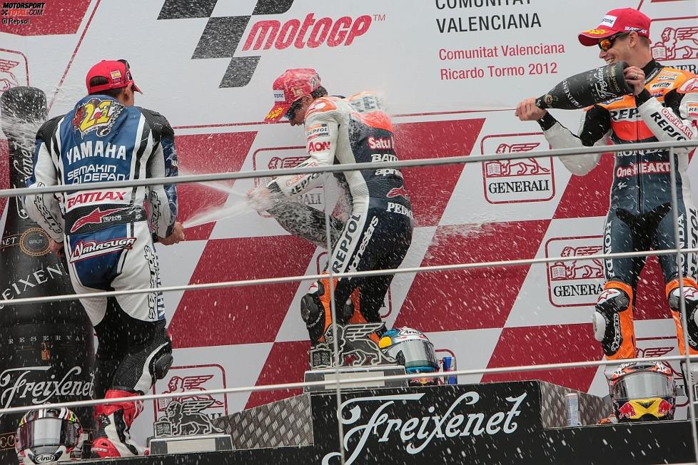 Katsuyuki Nakasuga, Daniel Pedrosa und Casey Stoner 