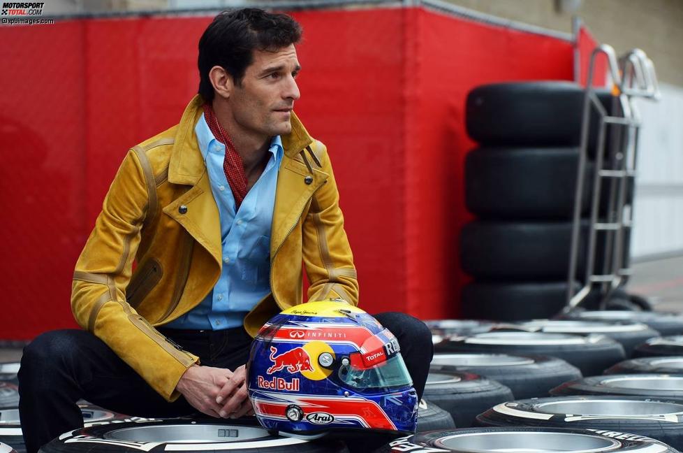 Mark Webber (Red Bull) kommt im Texas-Cowboy-Outfit