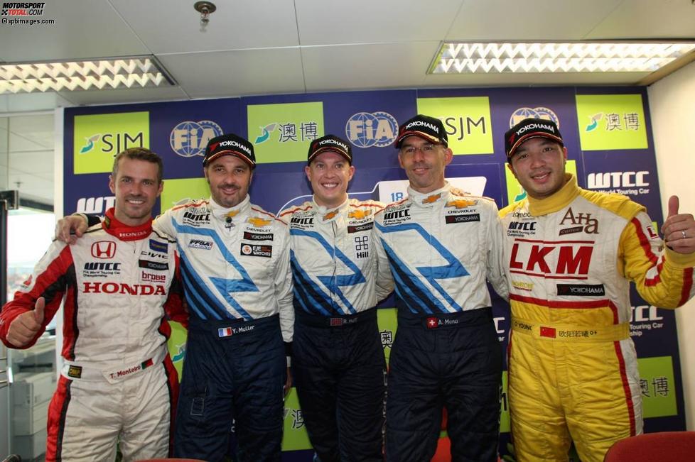 Tiago Monteiro (Honda-JAS), Yvan Muller (Chevrolet), Robert Huff (Chevrolet), Alain Menu (Chevrolet) und Darryl O'Young (Bamboo) 