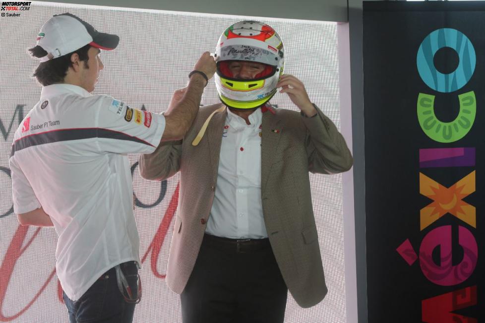 Sergio Perez (Sauber) und der mexikanische Präsident Felipe Calderon