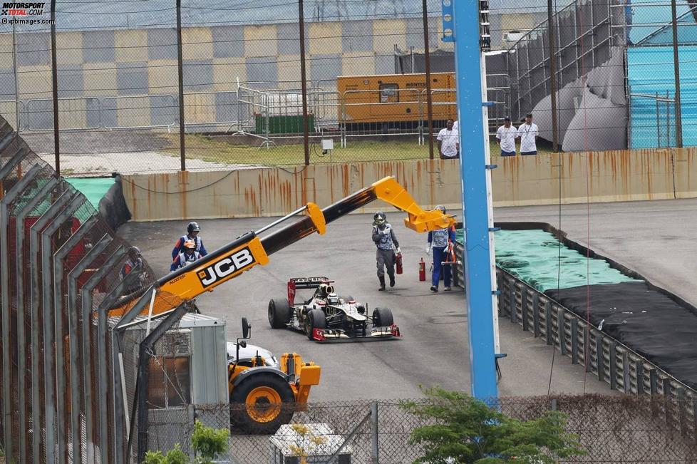 Kimi Räikkönen (Lotus) kam im dritten Training am Samstagmorgen nicht weit - Motorschaden