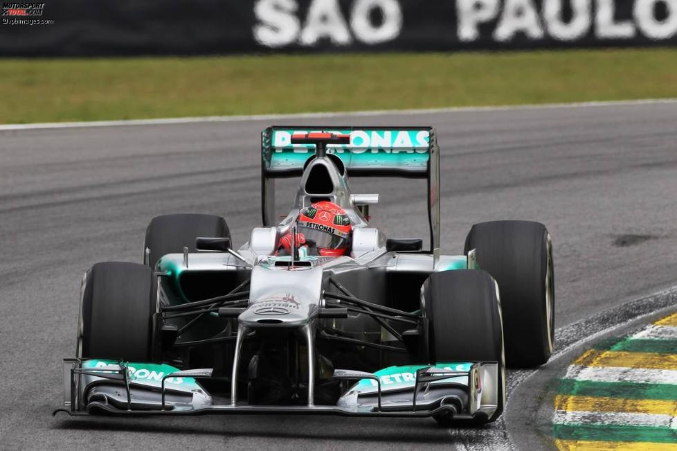 Michael Schumacher (Mercedes) hatte im letzten Qualifying seiner Formel-1-Karriere kein Glück - nur Rang 14