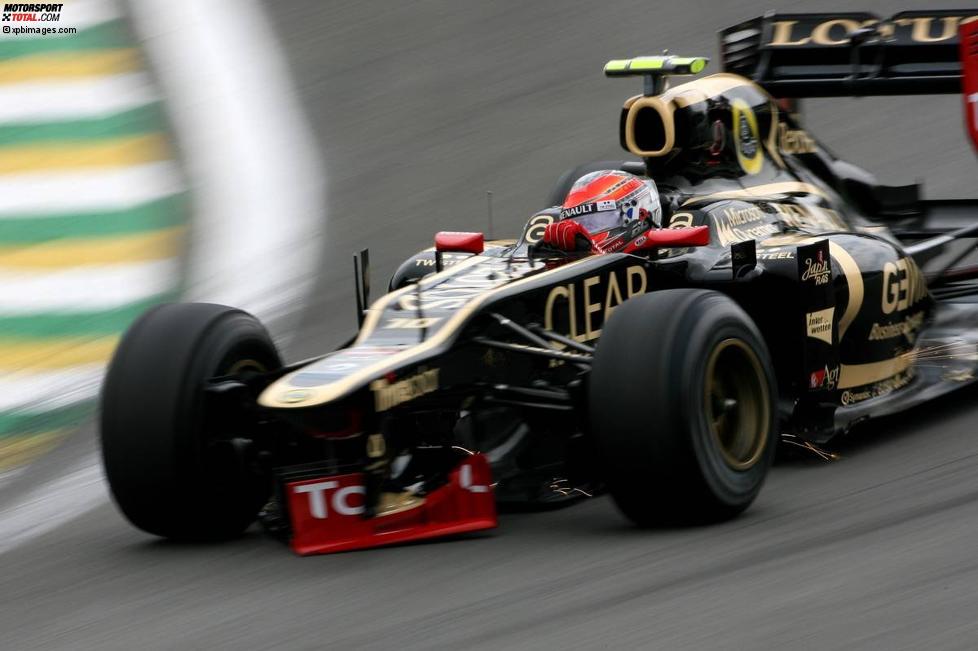 Romain Grosjean (Lotus) nach seiner Kollision mit Pedro de la Rosa im HRT