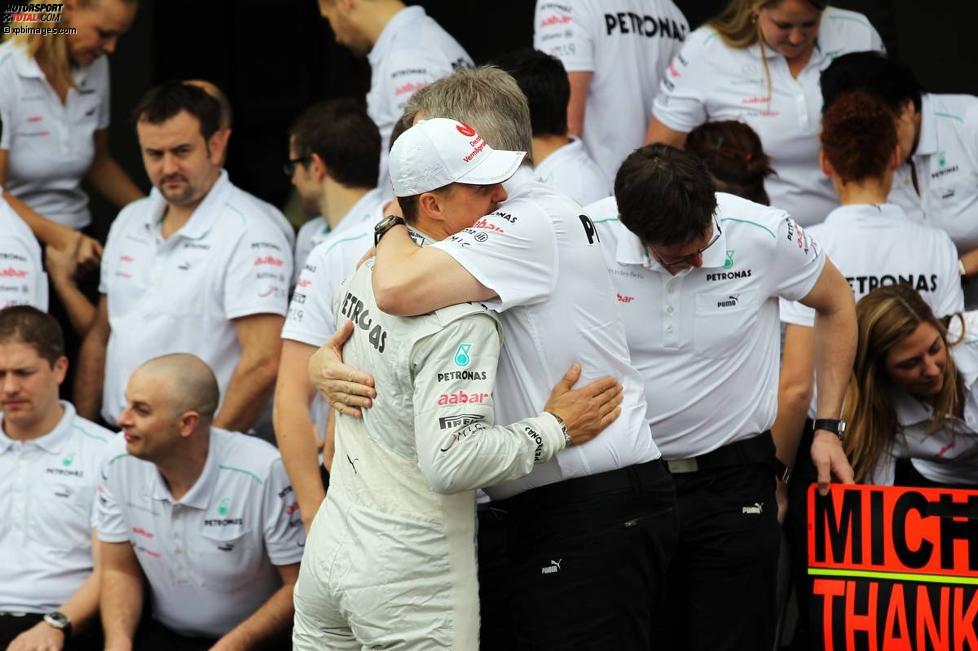 Michael Schumacher (Mercedes) und Ross Brawn (Mercedes-Teamchef) 