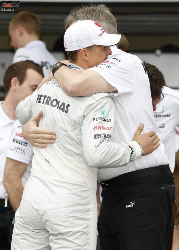 Michael Schumacher (Mercedes) und Ross Brawn (Mercedes-Teamchef) 