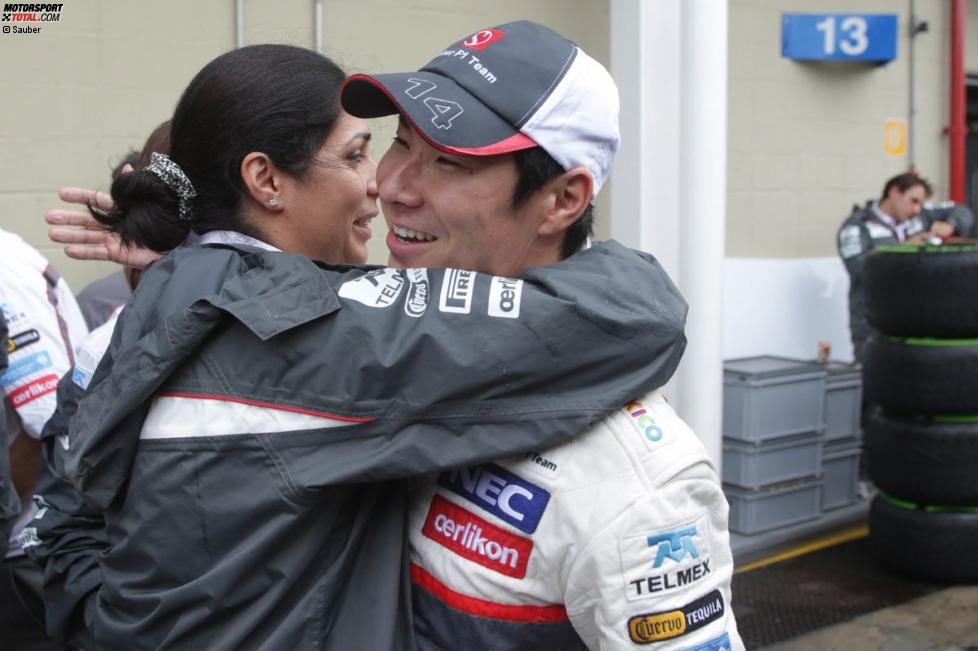 Kamui Kobayashi und Monisha Kaltenborn (Sauber-Teamchefin) 