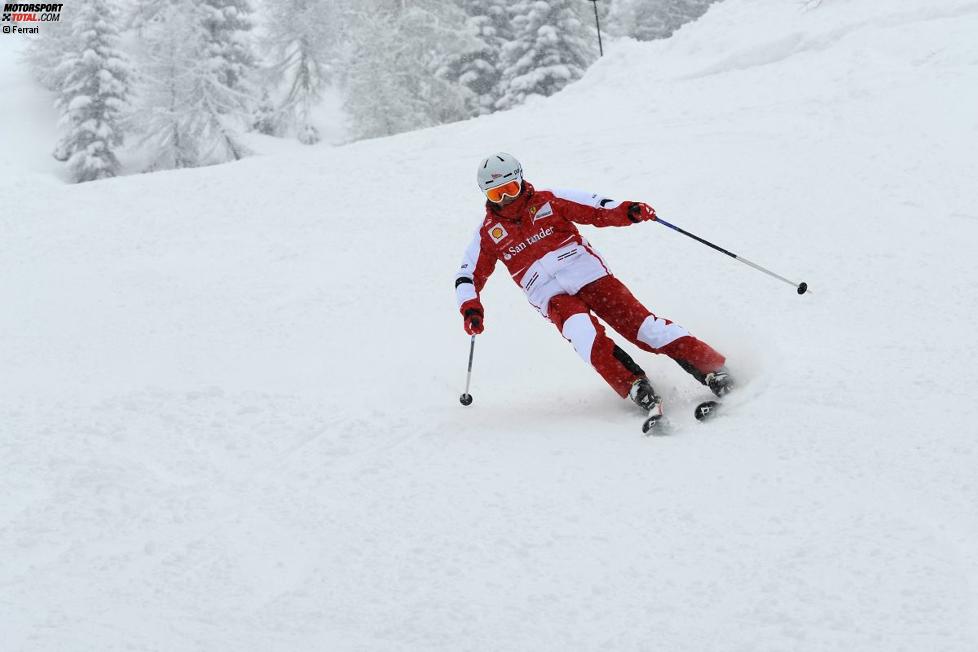 Felipe Massa (Ferrari) beim Skifahren in Madonna di Campiglio