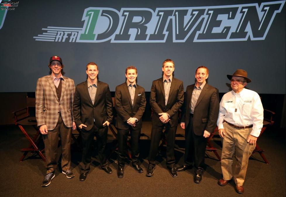 Travis Pastrana, Trevor Bayne, Ricky Stenhouse, Carl Edwards, Greg Biffle und Jack Roush 