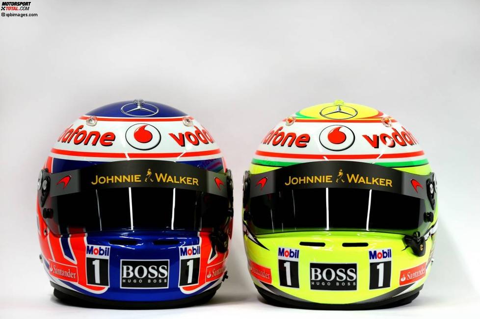 Helme von Jenson Button (McLaren) und Sergio Perez (McLaren) 