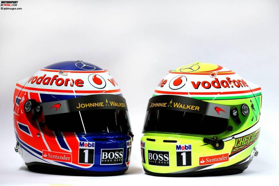 Helme von Jenson Button (McLaren) und Sergio Perez (McLaren) 