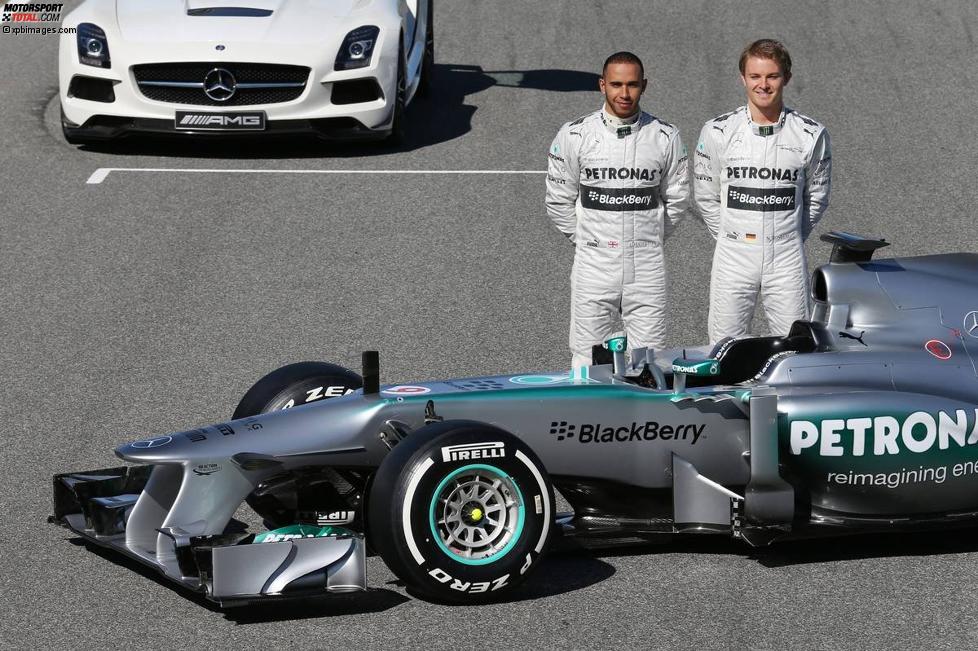 Lewis Hamilton (Mercedes) und Nico Rosberg (Mercedes) mit dem F1 W04