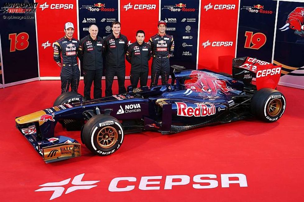 Jean-Eric Vergne (Toro Rosso), Franz Tost, James Key und Daniel Ricciardo (Toro Rosso) 