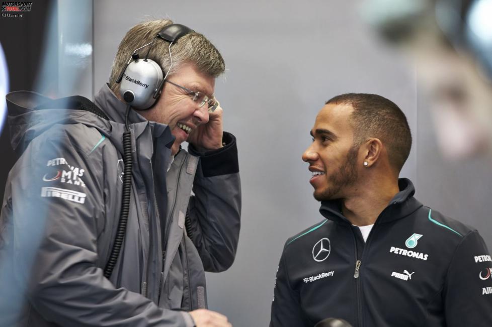 Ross Brawn und und Lewis Hamilton (Mercedes) 