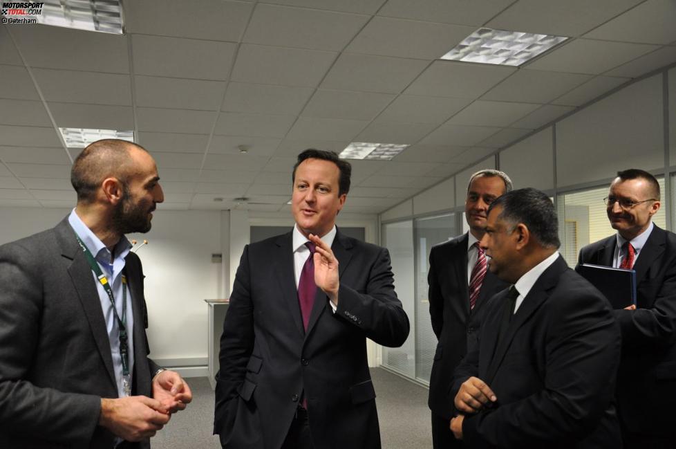 Cyril Abiteboul, David Cameron und Tony Fernandes (Caterham)