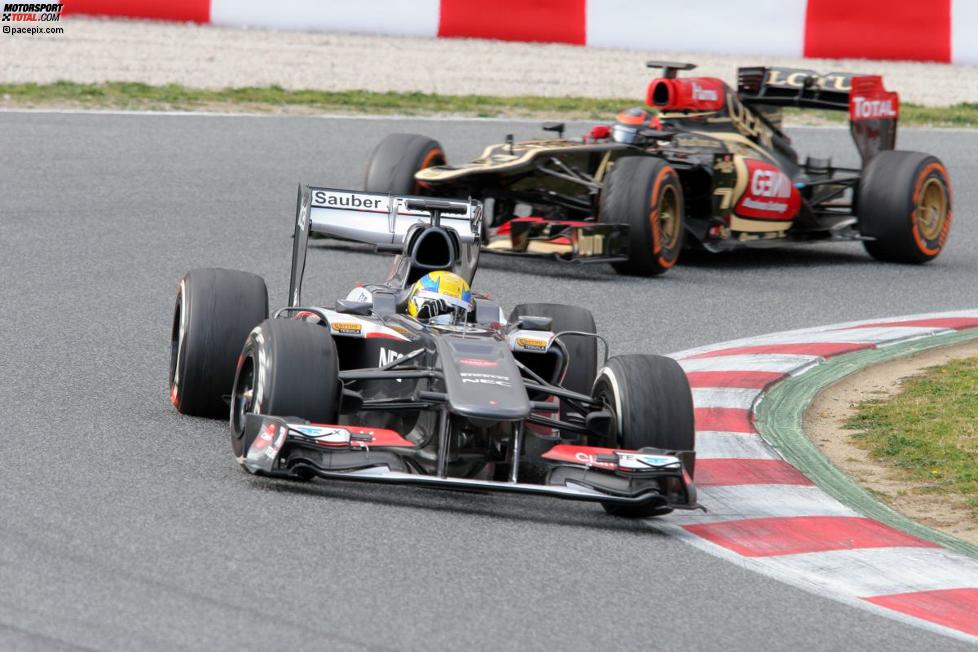 Esteban Gutierrez (Sauber) vor Romain Grosjean (Lotus) 