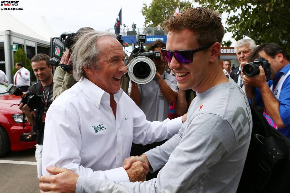 Sebastian Vettel (Red Bull) und Jackie Stewart 