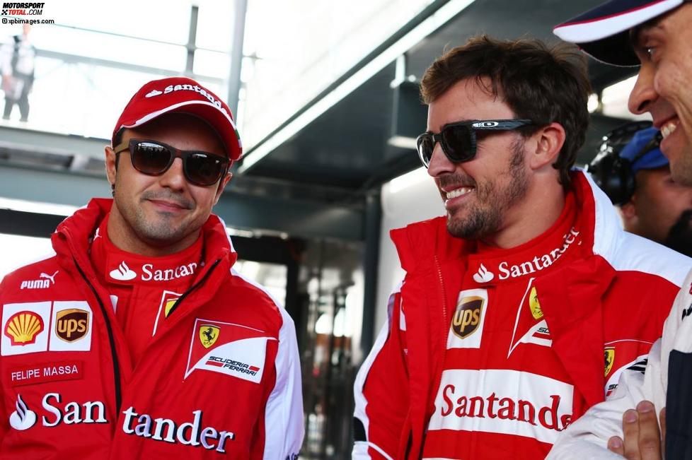 Felipe Massa (Ferrari), Fernando Alonso (Ferrari) und Pastor Maldonado (Williams) 