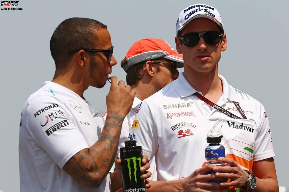 Lewis Hamilton (Mercedes) und Adrian Sutil (Force India) 