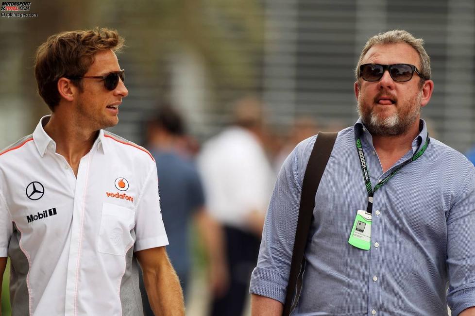 Jenson Button (McLaren) und Manager Richard Goddard 